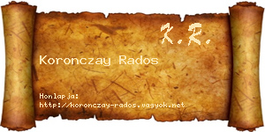 Koronczay Rados névjegykártya